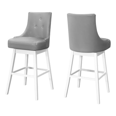 Barstool - 2Pcs / 46"H / Grey Leather-Look / Swivel - I 1243