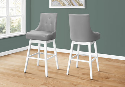 Barstool - 2Pcs / 46"H / Grey Leather-Look / Swivel - I 1243