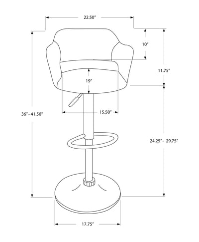 Barstool - Black / Chrome Metal Hydraulic Lift - I 2357