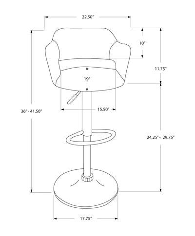 Barstool - White / Chrome Metal Hydraulic Lift - I 2358