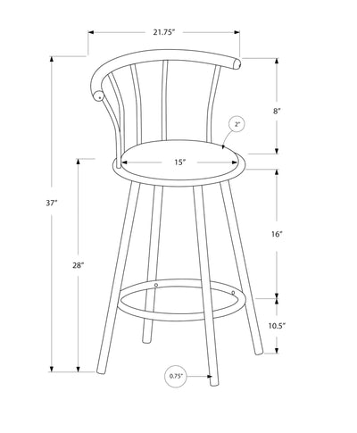 Barstool - 2Pcs / 36"H / Swivel / Black Metal - I 2398