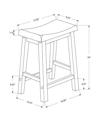 Barstool - 2Pcs / 24"H / White Saddle Seat - I 1533