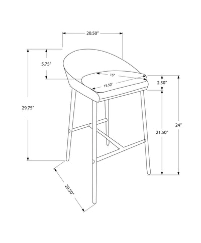 Barstool - 2Pcs / White / Chrome Base / Counter Height - I 2296