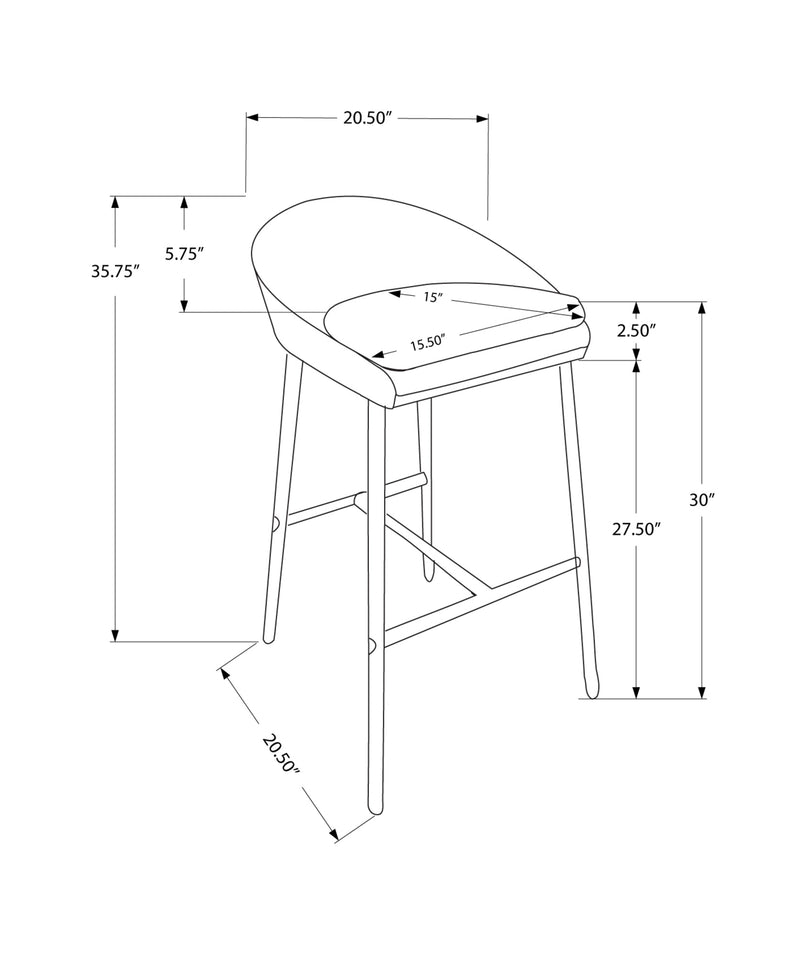 Barstool - 2Pcs / Grey Fabric / Chrome Base / Bar Height - I 2299