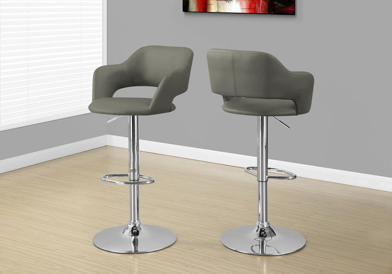 Barstool - Light Grey / Chrome Metal Hydraulic Lift - I 2364