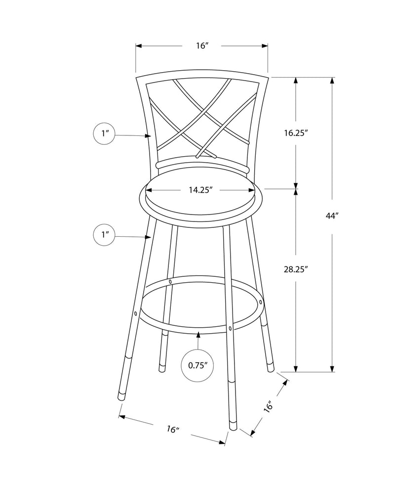 Barstool - 2Pcs / Swivel / Black /Black Leather-Look Seat - I 2375