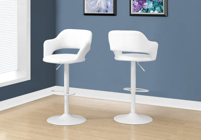 Barstool - White / White Metal Hydraulic Lift - I 2382