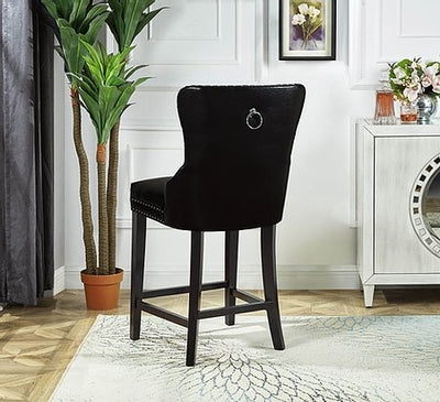 Black Leatherette Velvet Plush Cushioned Barstool - IF-ST-6015