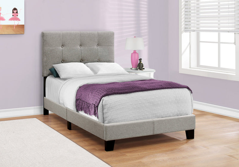 Bed - Twin Size / Grey Linen - I 5920T