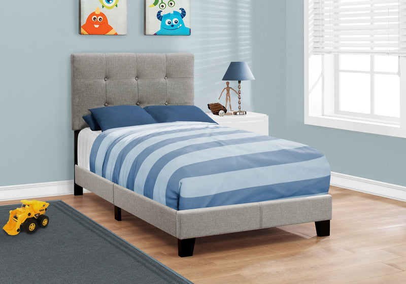 Bed - Twin Size / Grey Linen - I 5920T