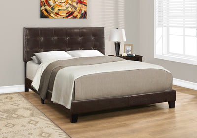 Bed - Queen Size / Dark Brown Leather-Look - I 5922Q