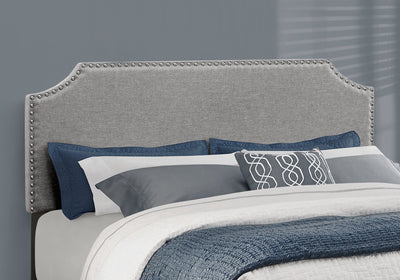 Bed - Queen Size / Grey Linen With Chrome Trim - I 5925Q