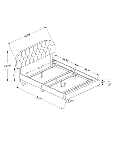 Bed - Twin Size / Brown Leather-Look With Wood Legs - I 5982T