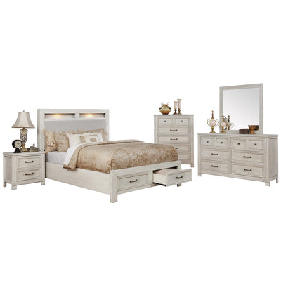 White Darcy Queen Storage Bed with Upholstered Headboard & LED Lights - MA-1700WQ