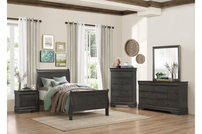 Coastal Grey Sleigh Bed Bedroom Set - BO-LP-D-5Pcs