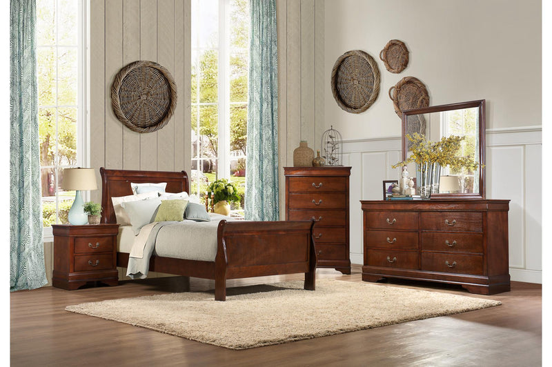 Mayville Dark Cherry Bedroom Collection - MA-2147T/Bo-LP-CH-S-5PCs