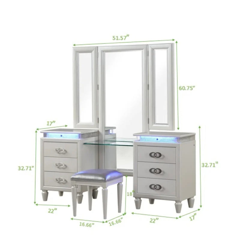 Milky White Vanity Set dimensions