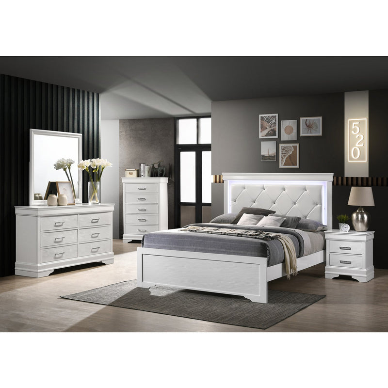 Brooklyn White Collection Double Platform Bed - ME-BrooklynW-D