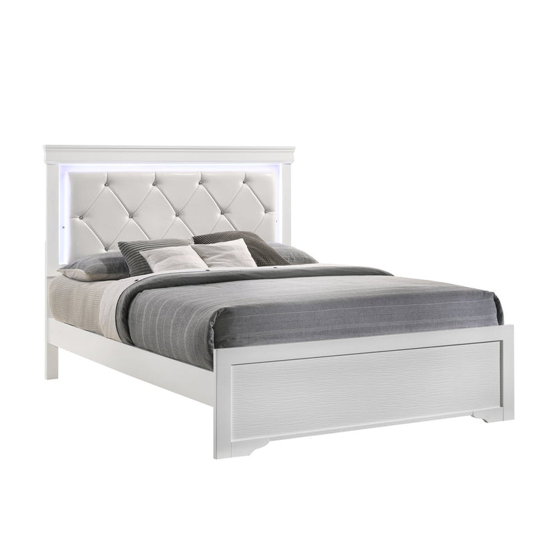 Brooklyn White Collection King Platform Bed - ME-BrooklynW-K