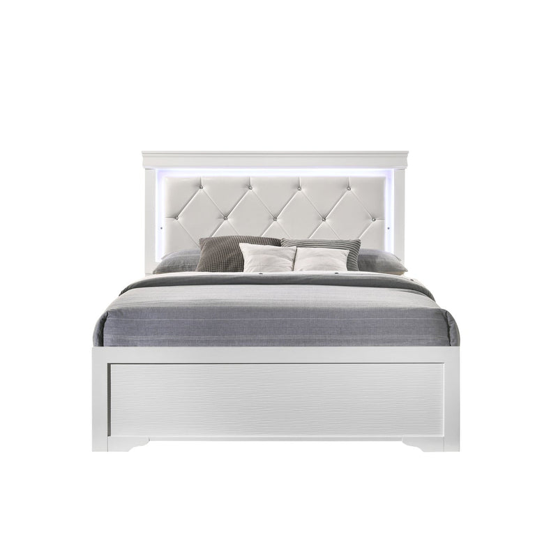 Brooklyn White Collection King Platform Bed - ME-BrooklynW-K