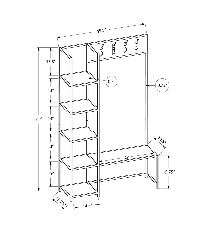 Bench - 72"H / Black / Black Metal Hall Entry - I 4510