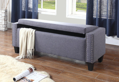 Dark Grey Clean-Cut Storage Bench with Nailhead Trim - IF-6251