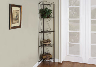 Bookcase - 70"H / Copper Metal Corner Etagere - I 2100