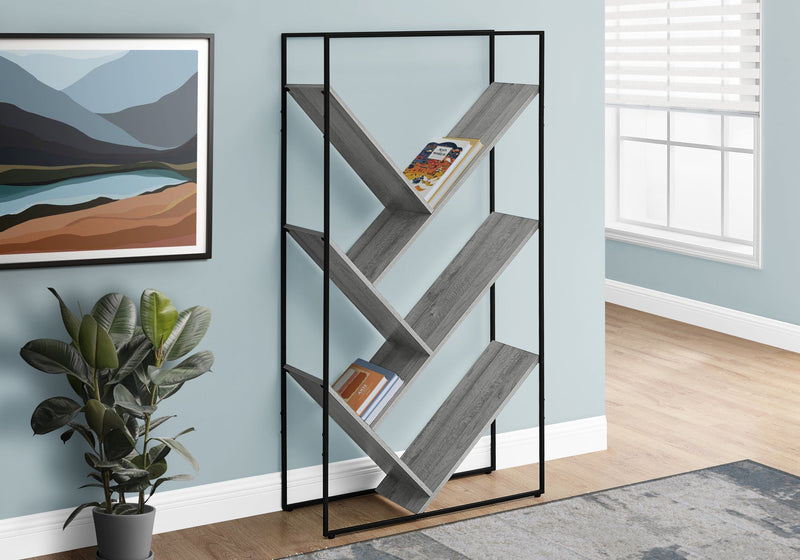 Bookcase - 60"H / Grey / Black Metal - I 2200