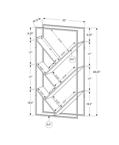 Bookcase - 60"H / Grey / Black Metal - I 2200