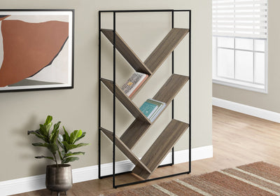 Bookcase - 60"H / Dark Taupe / Black Metal - I 2201