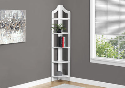 Bookcase - 72"H / White Corner Accent Etagere - I 2419