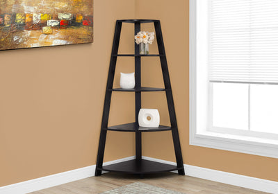 Bookcase - 60"H / Cappuccino Corner Accent Etagere - I 2423