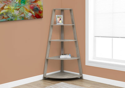 Bookcase - 60"H / Dark Taupe Corner Accent Etagere - I 2424