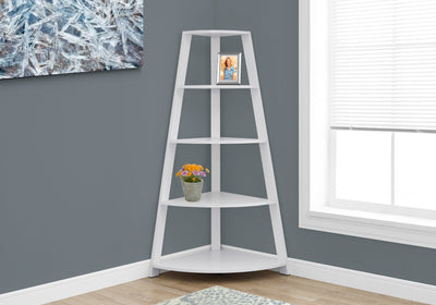 Bookcase - 60"H / White Corner Accent Etagere - I 2425