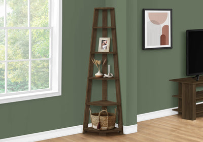 Bookcase - 72""H / Dark Walnut Corner Accent Etagere - I 2464