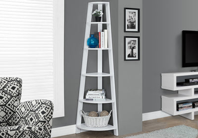 Bookcase - 72"H / White Corner Accent Etagere - I 2496