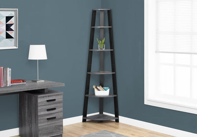 Bookcase - 72"H / Grey-Black Corner Accent Etagere - I 2750