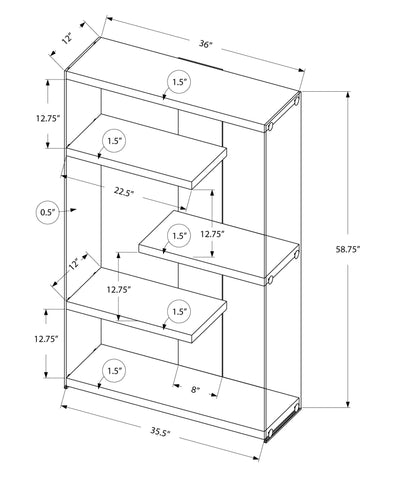 Bookcase - 60"H / Glossy White With Tempered Glass - I 3290