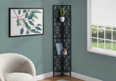 Bookcase - 62"H / Black / Black Metal Corner Etagere - I 3620