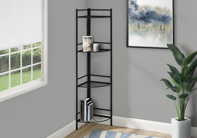 Bookcase - 58"H / Black Metal Corner Etagere - I 3625