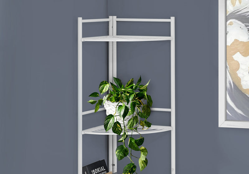 Bookcase - 58"H / White Metal Corner Etagere - I 3626