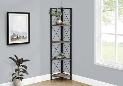 Bookcase - 60"H / Brown Reclaimed / Black Metal Corner - I 3646