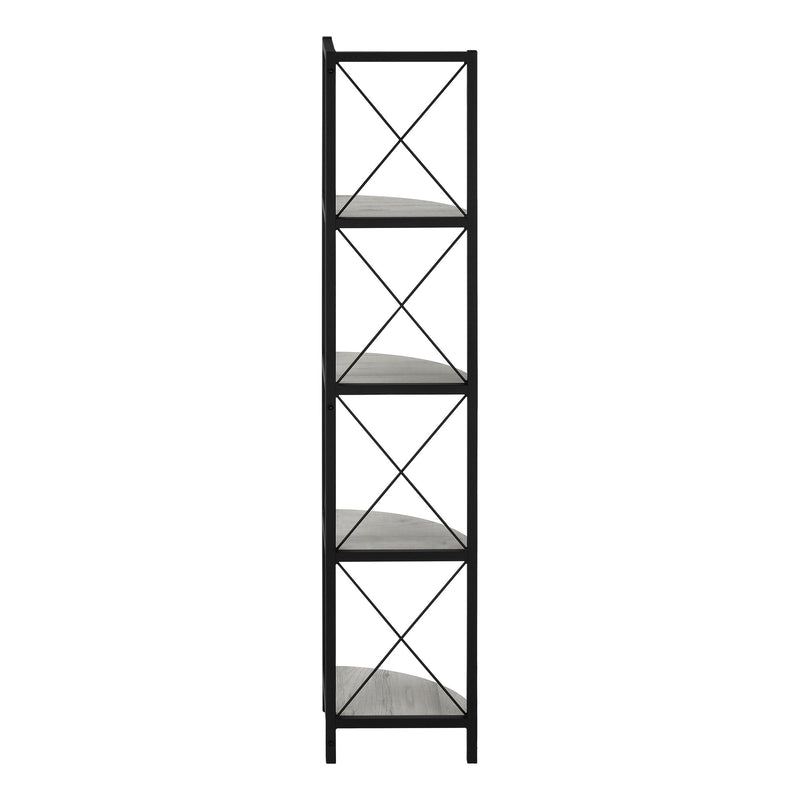 Bookcase - 60"H / Grey / Black Metal Corner Etagere - I 3647