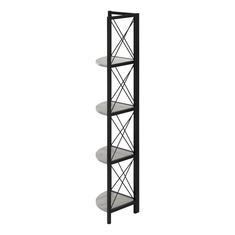 Bookcase - 60"H / Grey / Black Metal Corner Etagere - I 3647