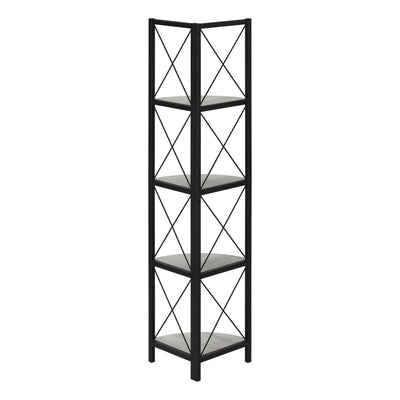 Bookcase - 60"H / Grey / Black Metal Corner Etagere - I 3647