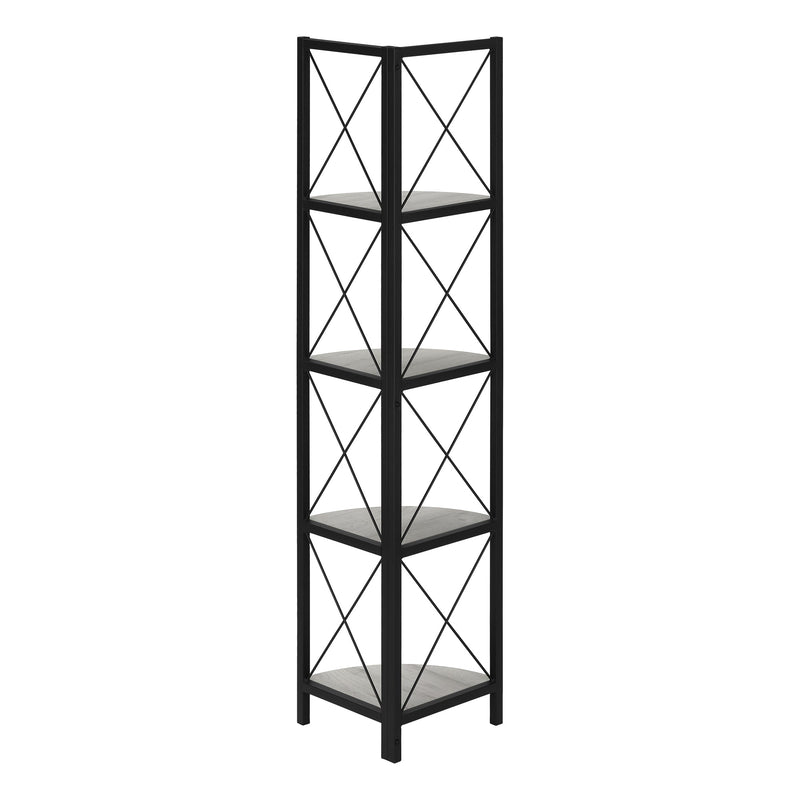 Bookcase - 60"H / Grey / Black Metal Corner Etagere - I 3647