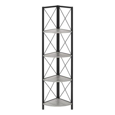 Bookcase - 60"H / Grey / Black Metal Corner Etagere - I 3647