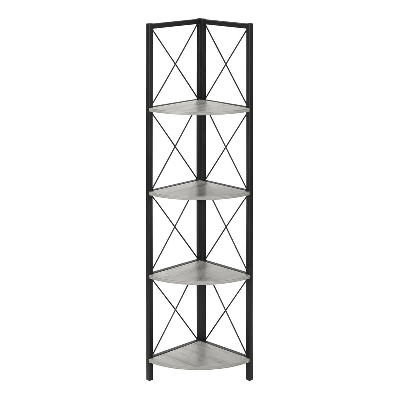 Bookcase - 60"H / Grey / Black Metal Corner Etagere - I 3647