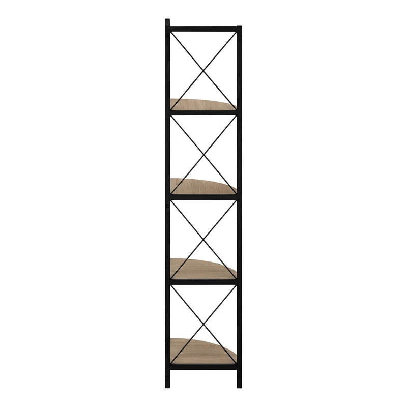 Bookcase - 60"H / Dark Taupe / Black Metal Corner Etagere - I 3648