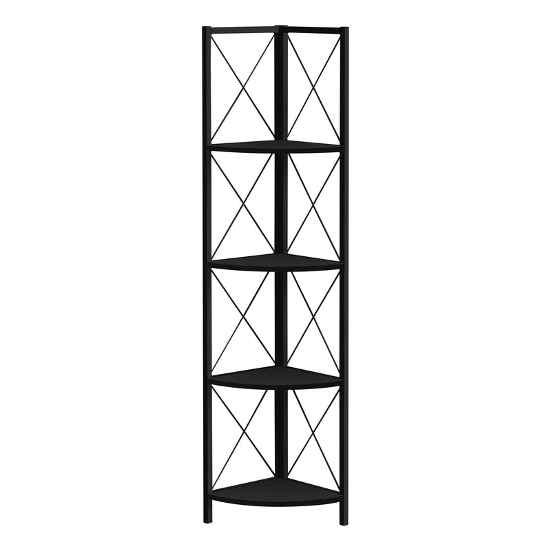 Bookcase - 60"H / Black / Black Metal Corner Etagere - I 3649